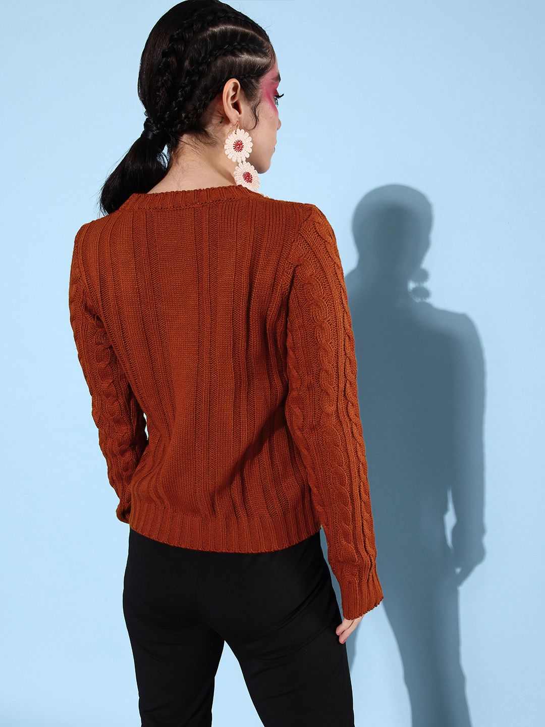 Dressberry Women Cable Knit Long Sleeves Pullover Sweater