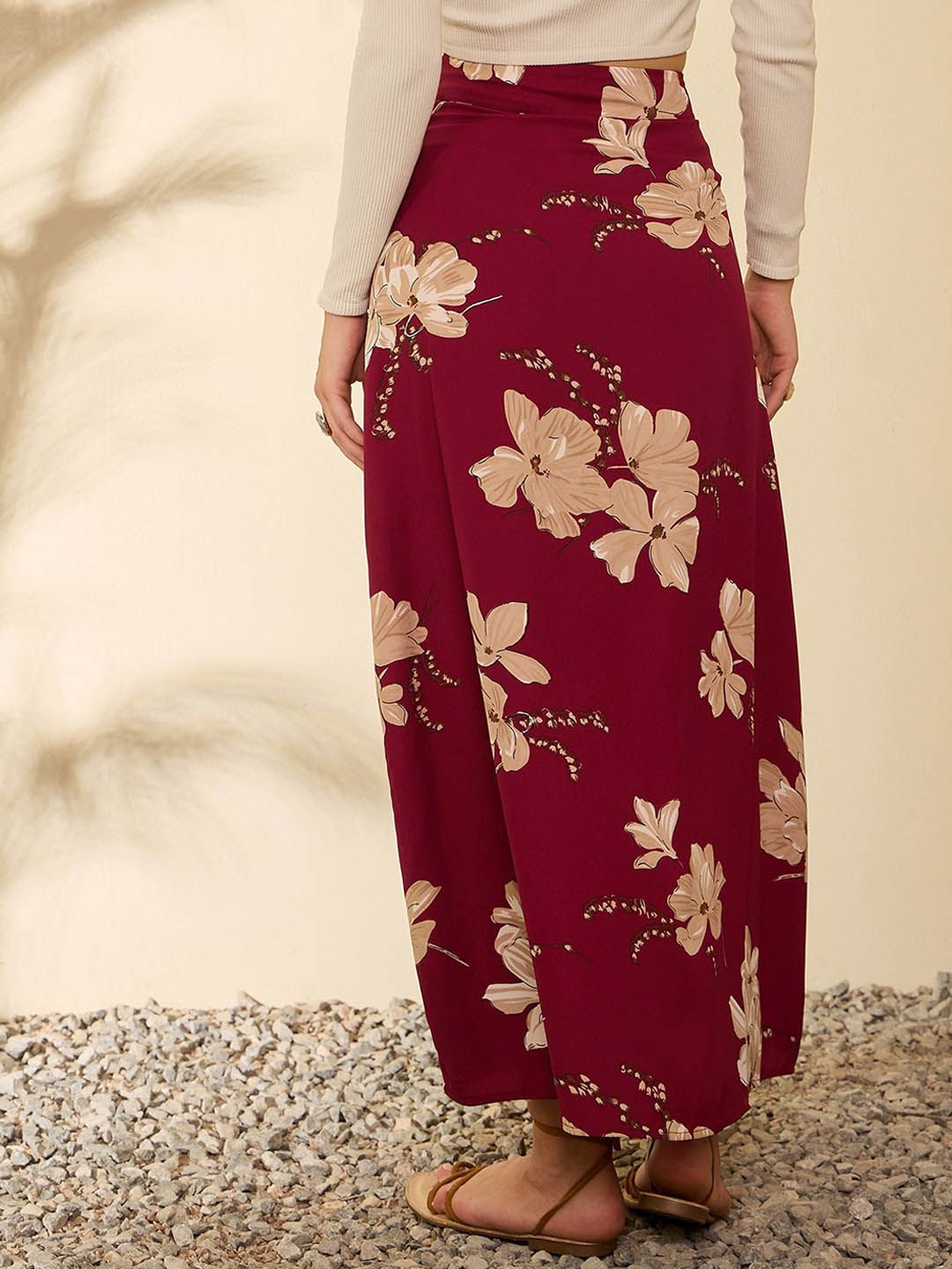 Berrylush Floral bercetak tinggi A-line Maxi Skirt