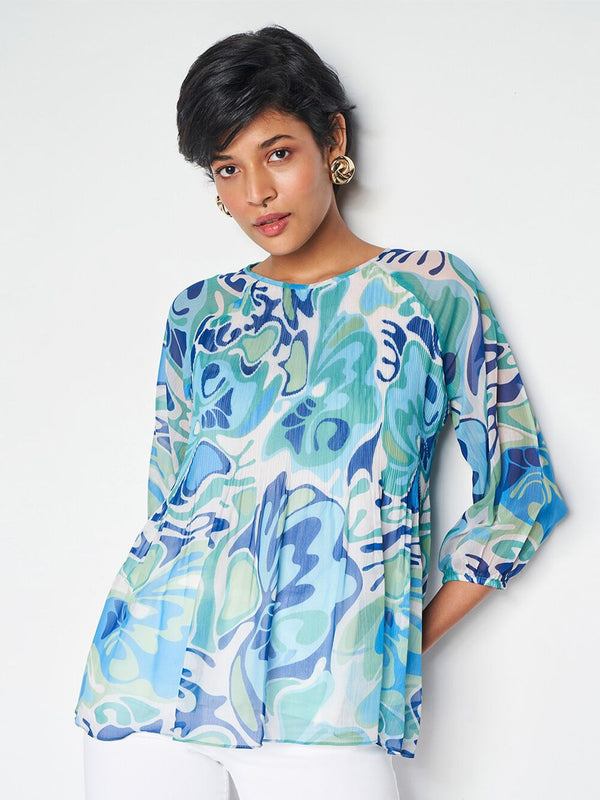 AND Floral Printed Puff Sleeves Top