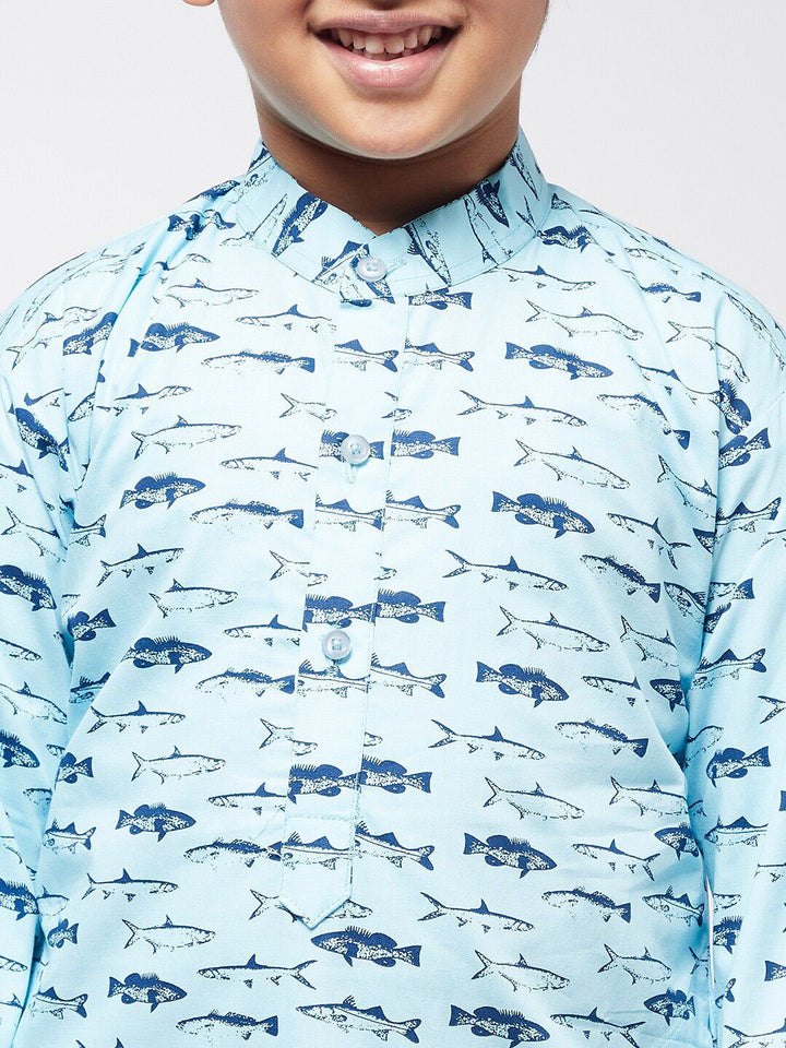 SOJANYA Boys Blue Printed Kurta