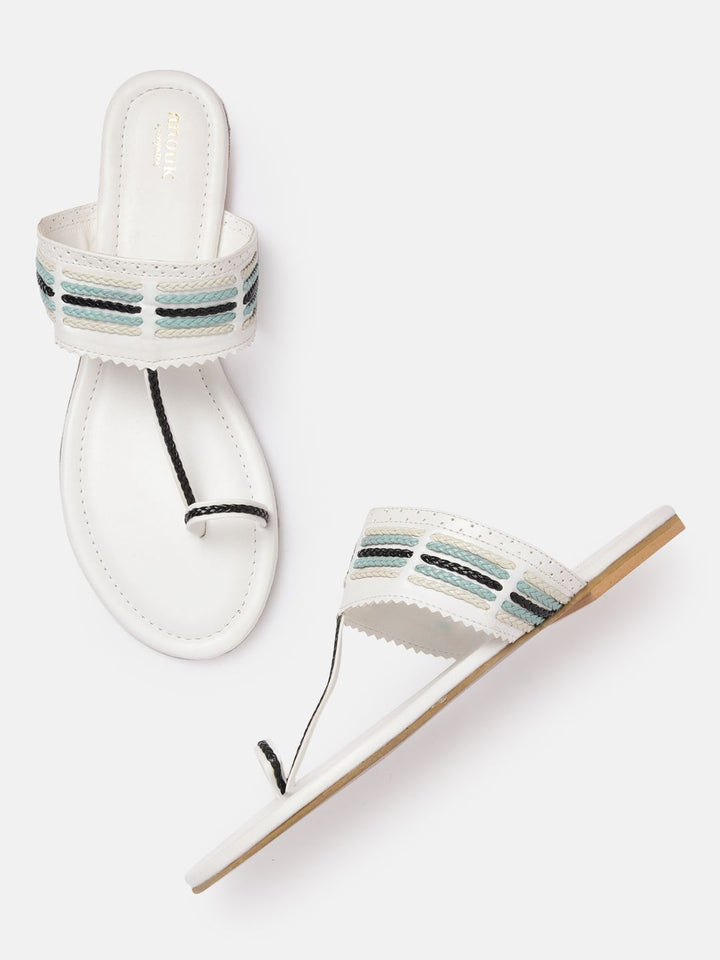 Anouk Women Woven Striped Ethnic One Toe Flats