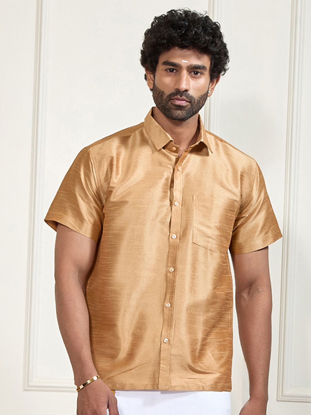 VASTRAMAY Premium Spread Collar Casual Shirt