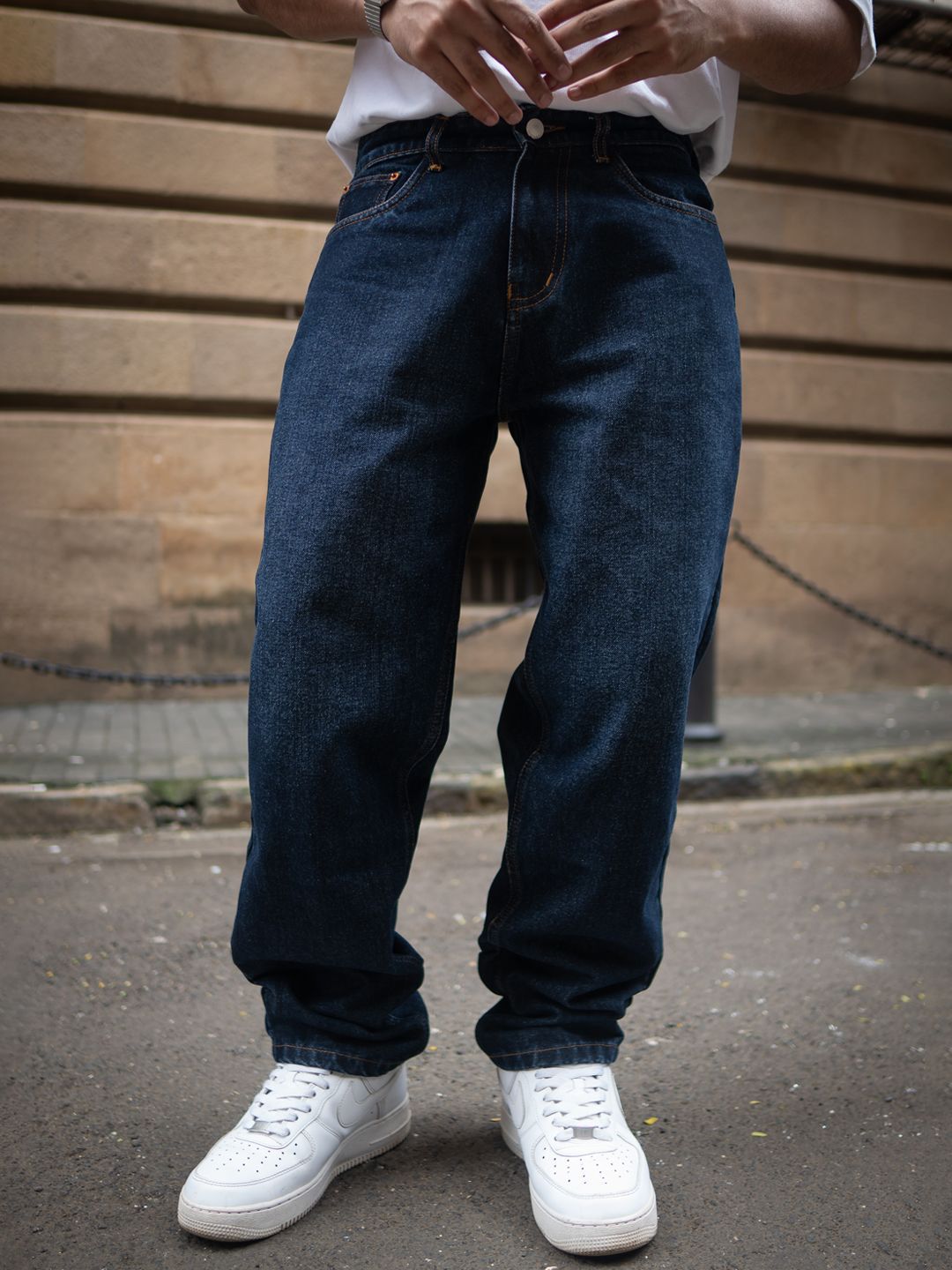 Powerlook Men Relaxed Fit Mildly Distressed Light Fade Jeans