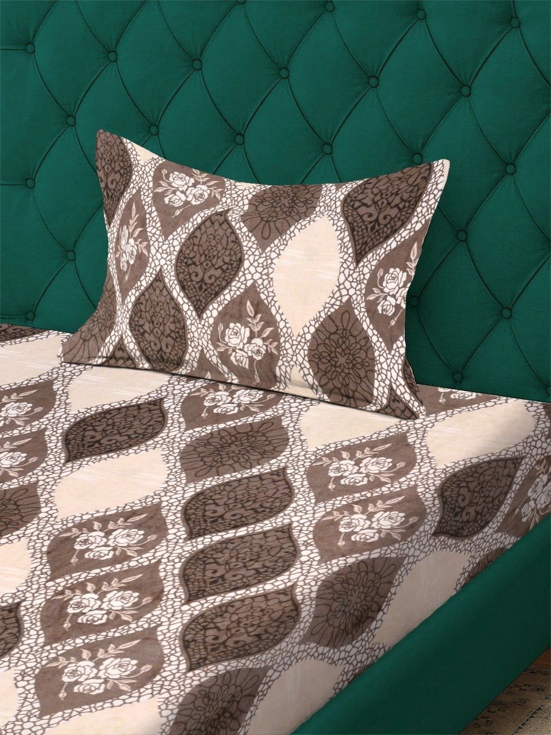Moda Rapido X KLOTTHE Floral 300 TC Woolen Single Bedsheet with 1 Pillow Cover-225X150 cm