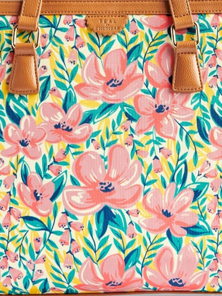 TEAL BY CHUMBAK Floral Printed Oversized Shopper Shoulder Bag