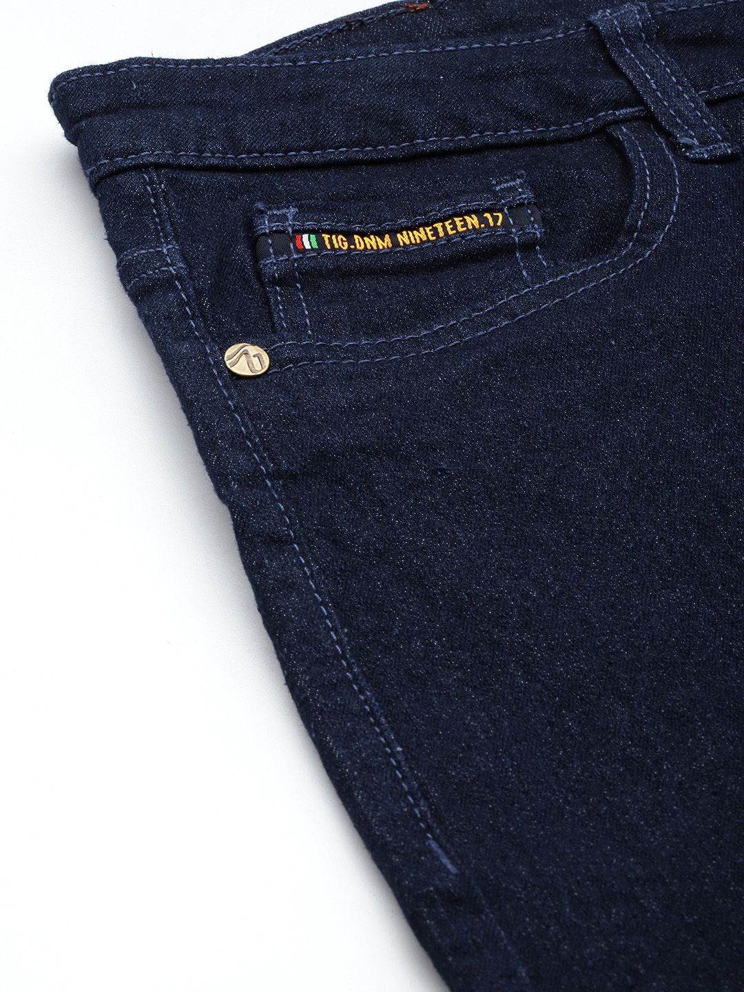 The Indian Garage Co Men Navy Blue Slim Fit Printed Stretchable Jeans