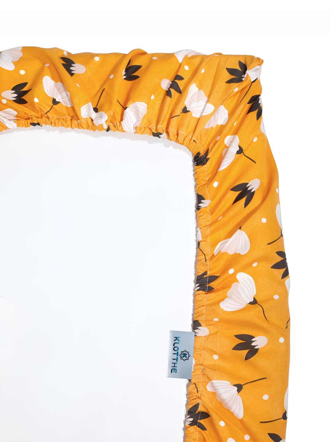 KLOTTHE Yellow & White Floral Printed 300TC Dilengkapi Cadar King Double Dengan Sarung Bantal