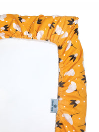 KLOTTHE Yellow & White Floral Printed 300TC Dilengkapi Cadar King Double Dengan Sarung Bantal
