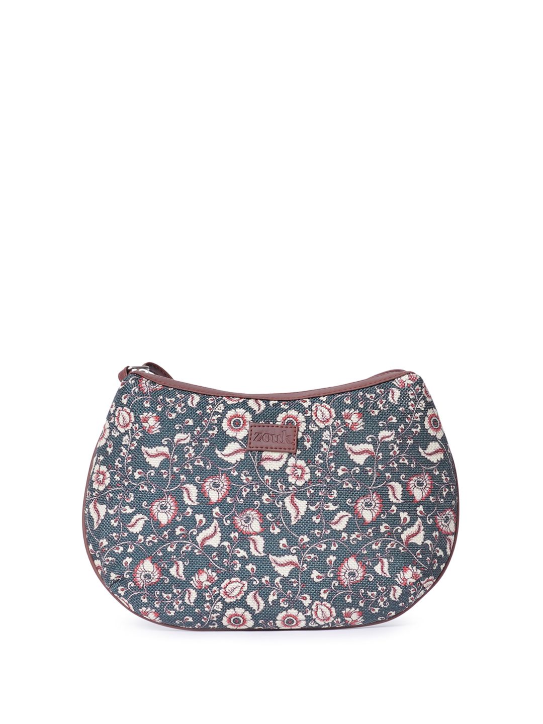 ZOUK Floral Printed Structured Jute Sling Bag