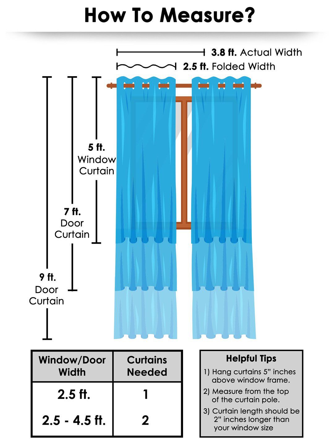 Story@home Nature White & Blue Set of 2 Floral Long Door Curtains