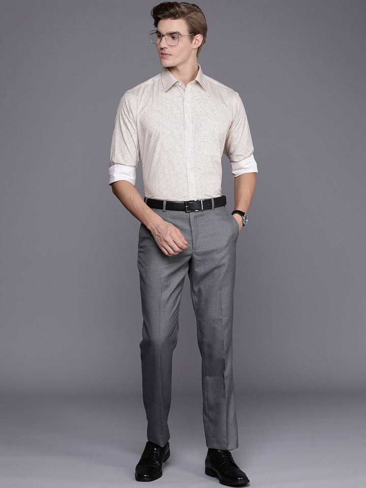 Baju Formal Bercetak Legap Lelaki Kapas Tulen Slim Fit Legap