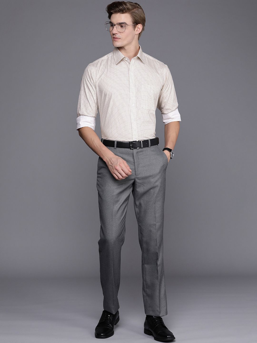 Baju Formal Bercetak Legap Lelaki Kapas Tulen Slim Fit Legap