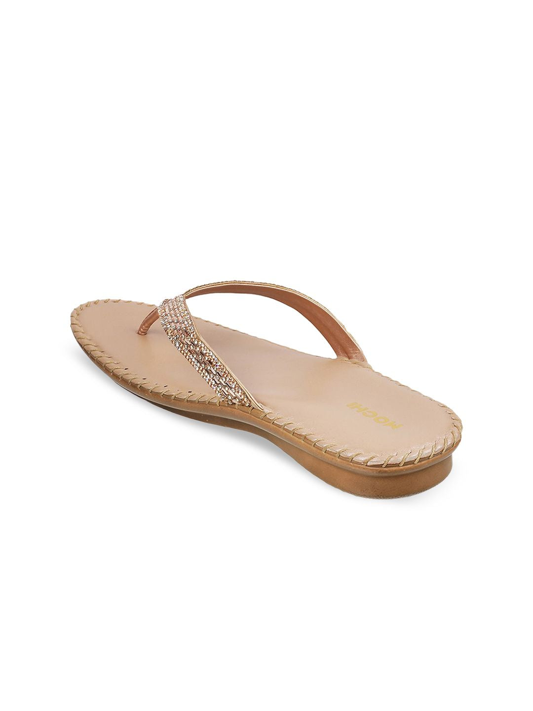 Mochi Women Pink Embellished Open Toe Flats