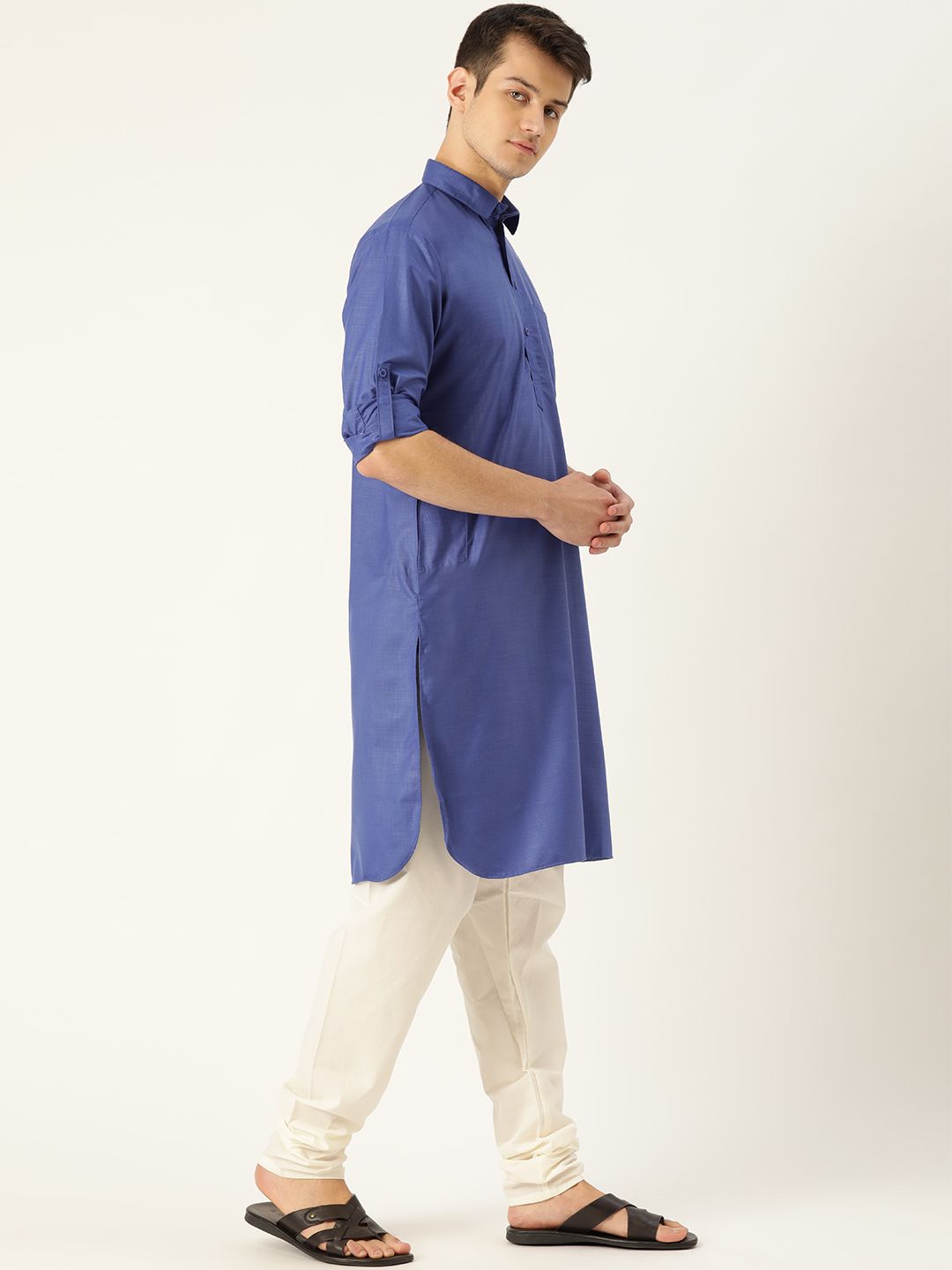 SOJANYA Men Blue Solid Pathani Kurta