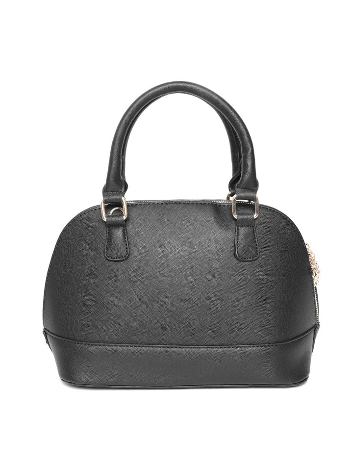 Lino Perros Black Solid Handheld Bag with Detachable Sling Strap