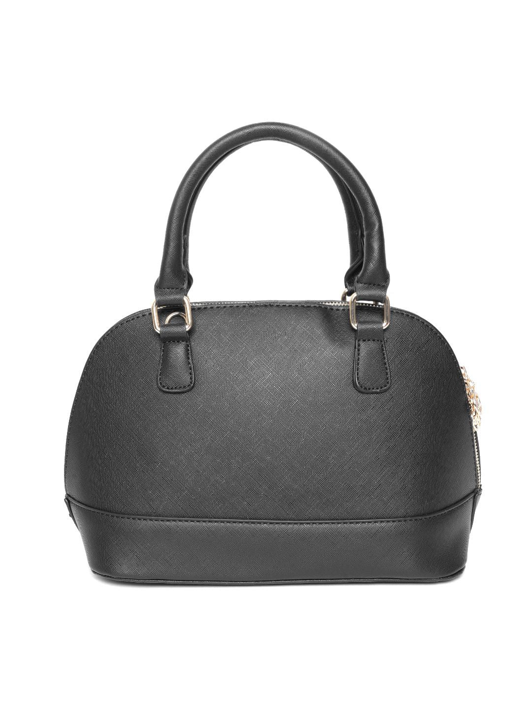 Lino Perros Black Solid Handheld Bag with Detachable Sling Strap