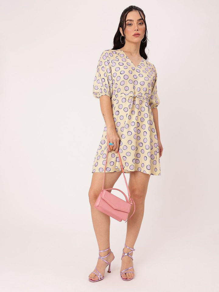 DressBerry Printed Waist Tie-Ups A-Line Mini Dress