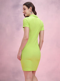 DressBerry Polo Collar Textured Bodycon Dress