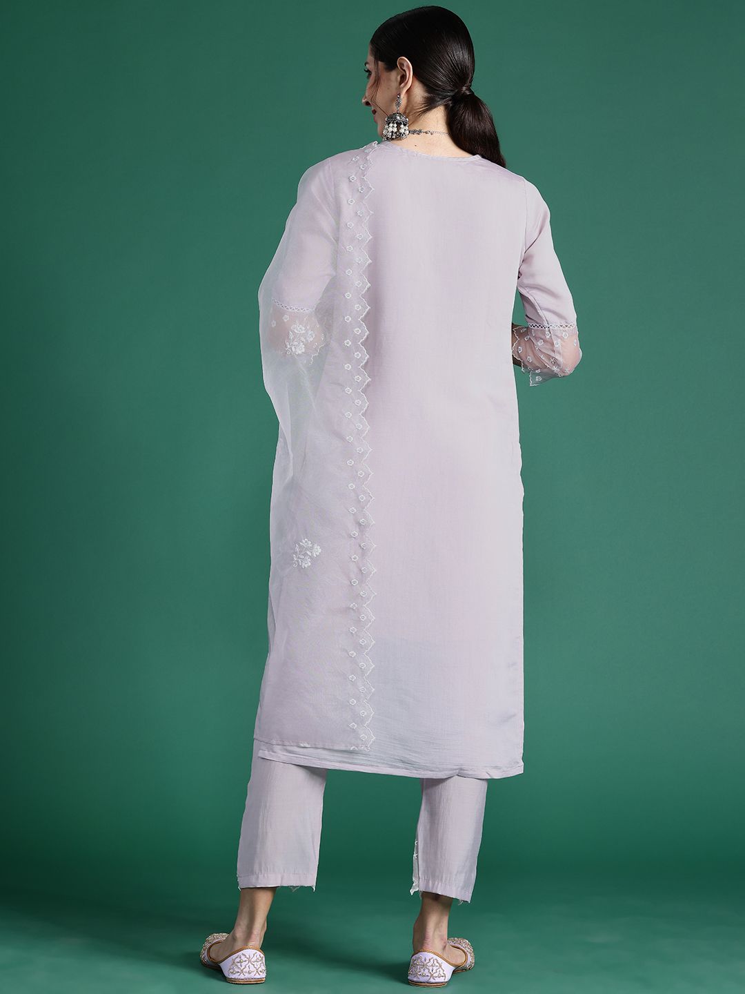 Indo Era Women Floral Embroidered Regular Thread Work Kurta with Trousers & With Dupatta