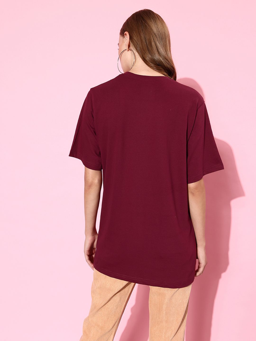 Difference of Opinion Women Printed Pure Cotton  Oversized T-shirt
