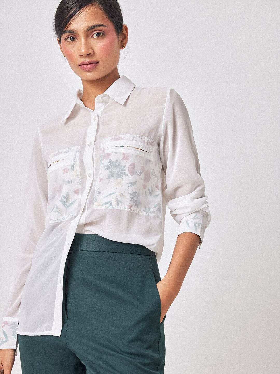 The Label Life Floral Printed Comfort Georgette Casual Shirt