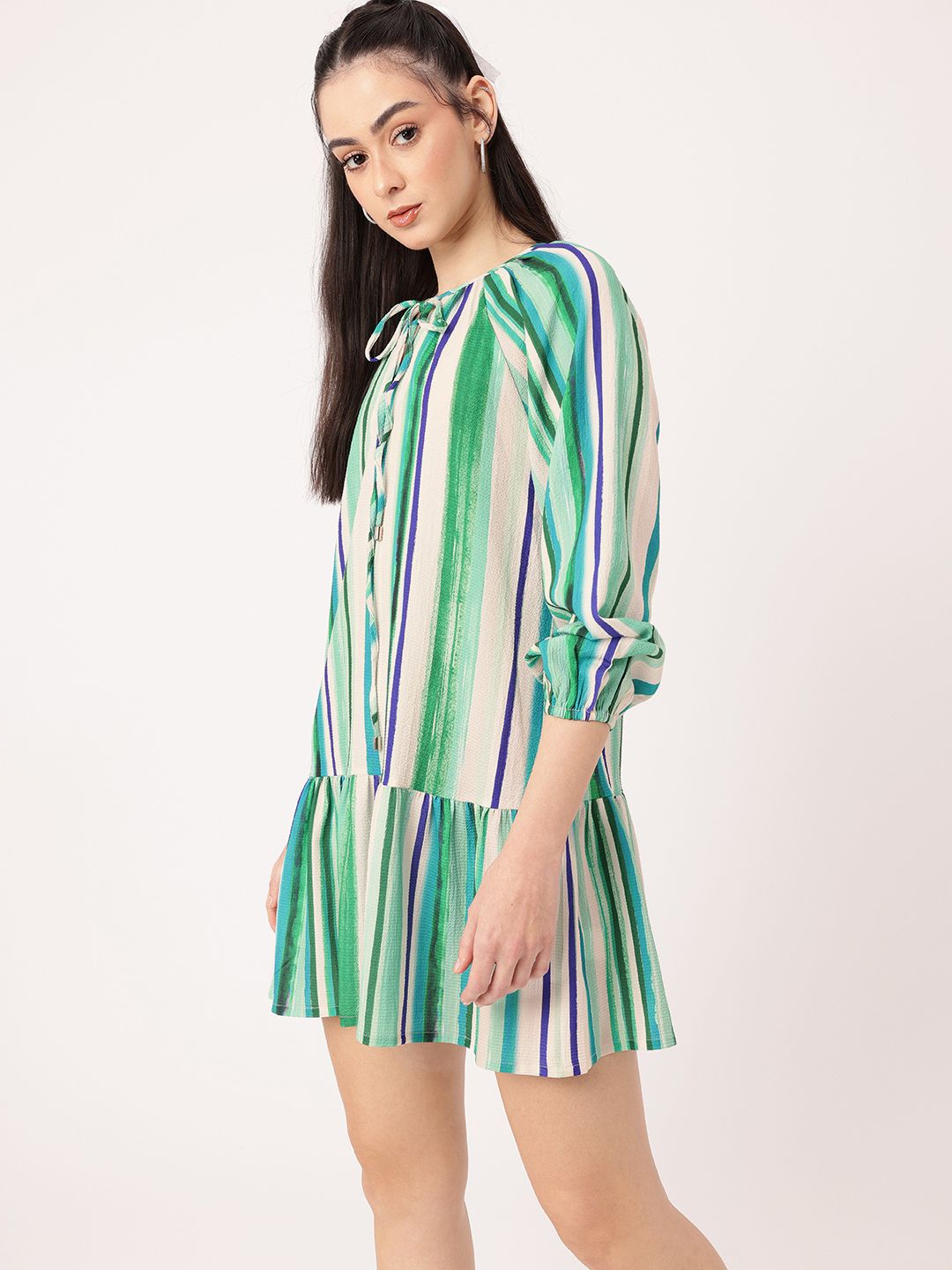 DressBerry Feminine Flair Sweet Striped A-Line Mini Dress