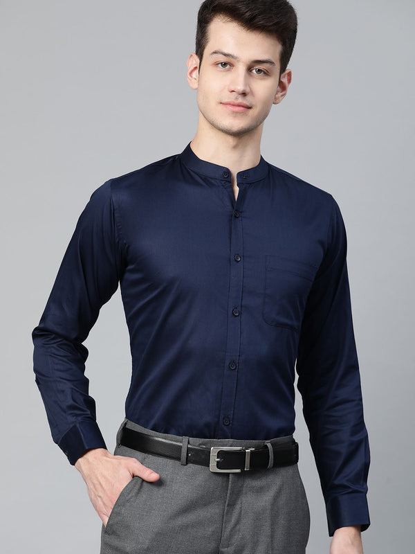 Dennison Men Navy Blue Smart Slim Fit Formal Shirt