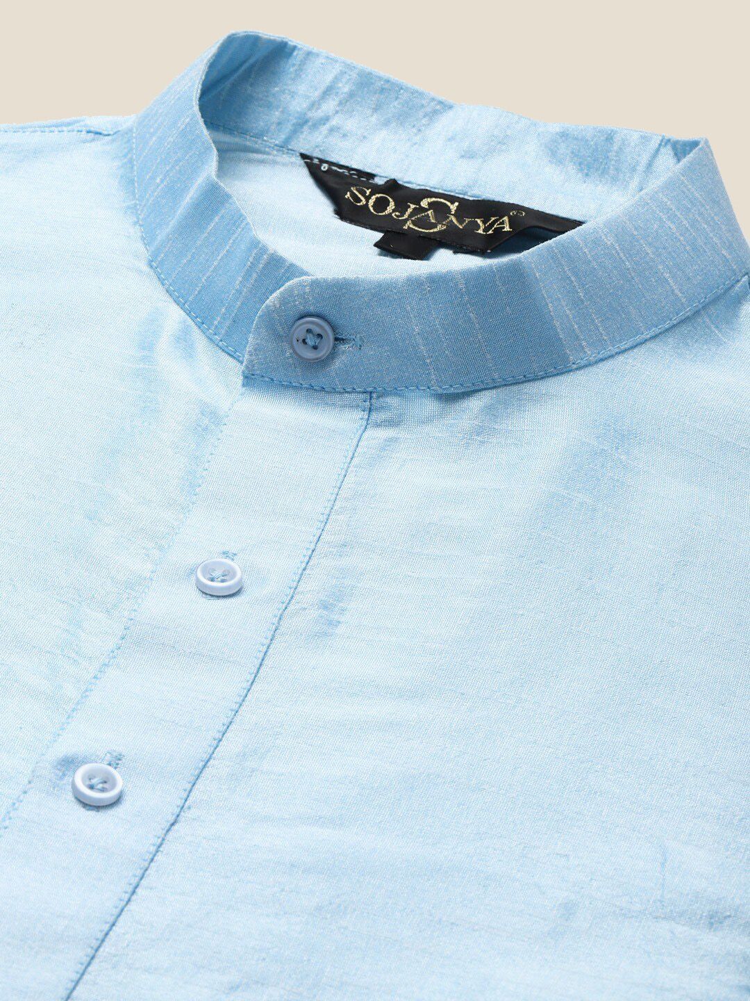 SOJANYA Mandarin Collar Straight Regular Kurta With Pyjamas & Nehru Jacket