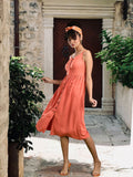 DressBerry Women Enchanting Coral Solid Sundress