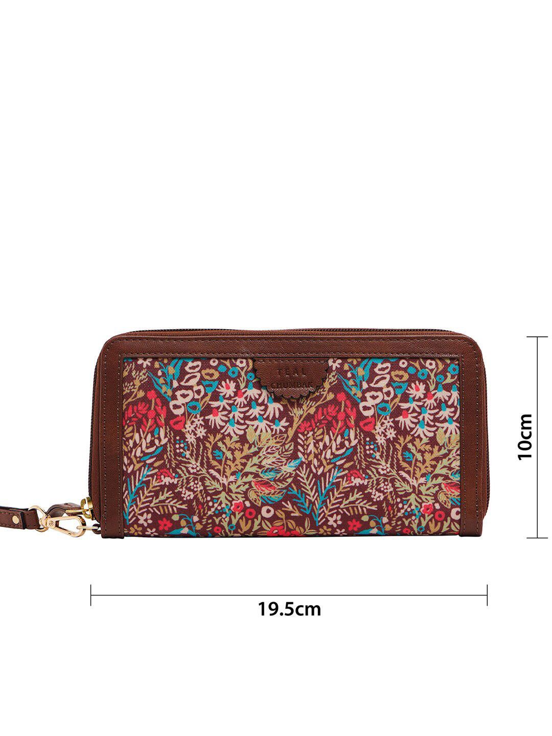 TEAL BY CHUMBAK Women Floral Printed Canvas Zip Around Wallet