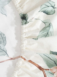 KLOTTHE Off White Floral Polycotton 300 TC Dilengkapi Cadar King Halus dengan 2 Sarung Bantal-98 x 87 inci