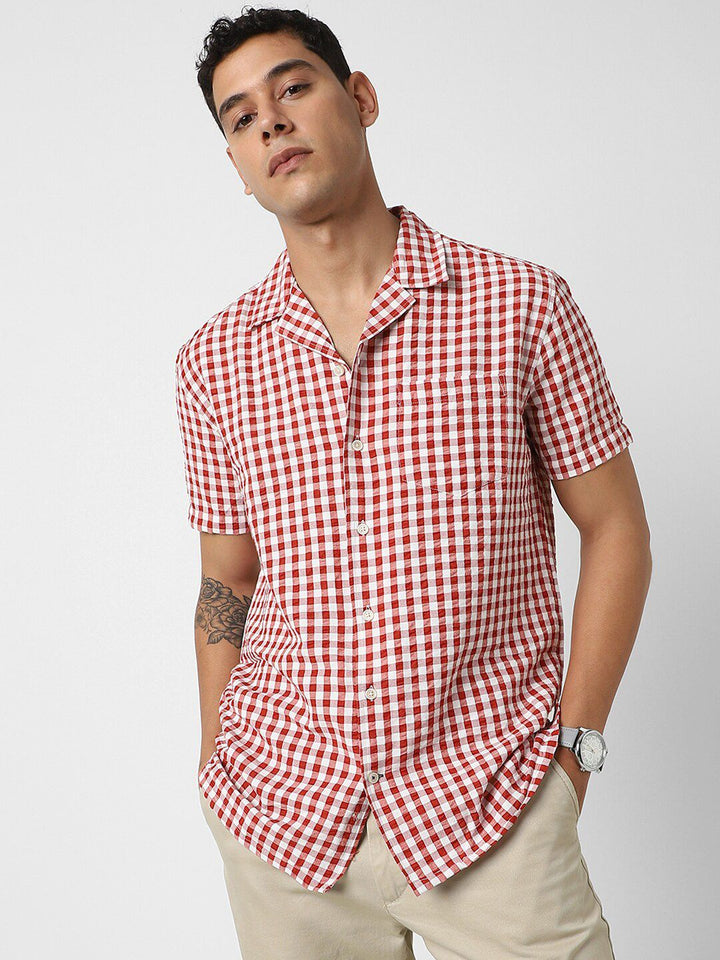 VASTRADO Men Classic Gingham Checks Opaque Checked Casual Shirt
