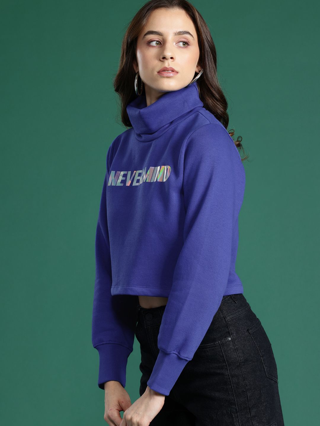 DressBerry Turtle Neck Printed Sweatshirt