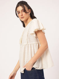 DressBerry Escape Essentials Schiffli Lace Inserts Detail A-Line Top