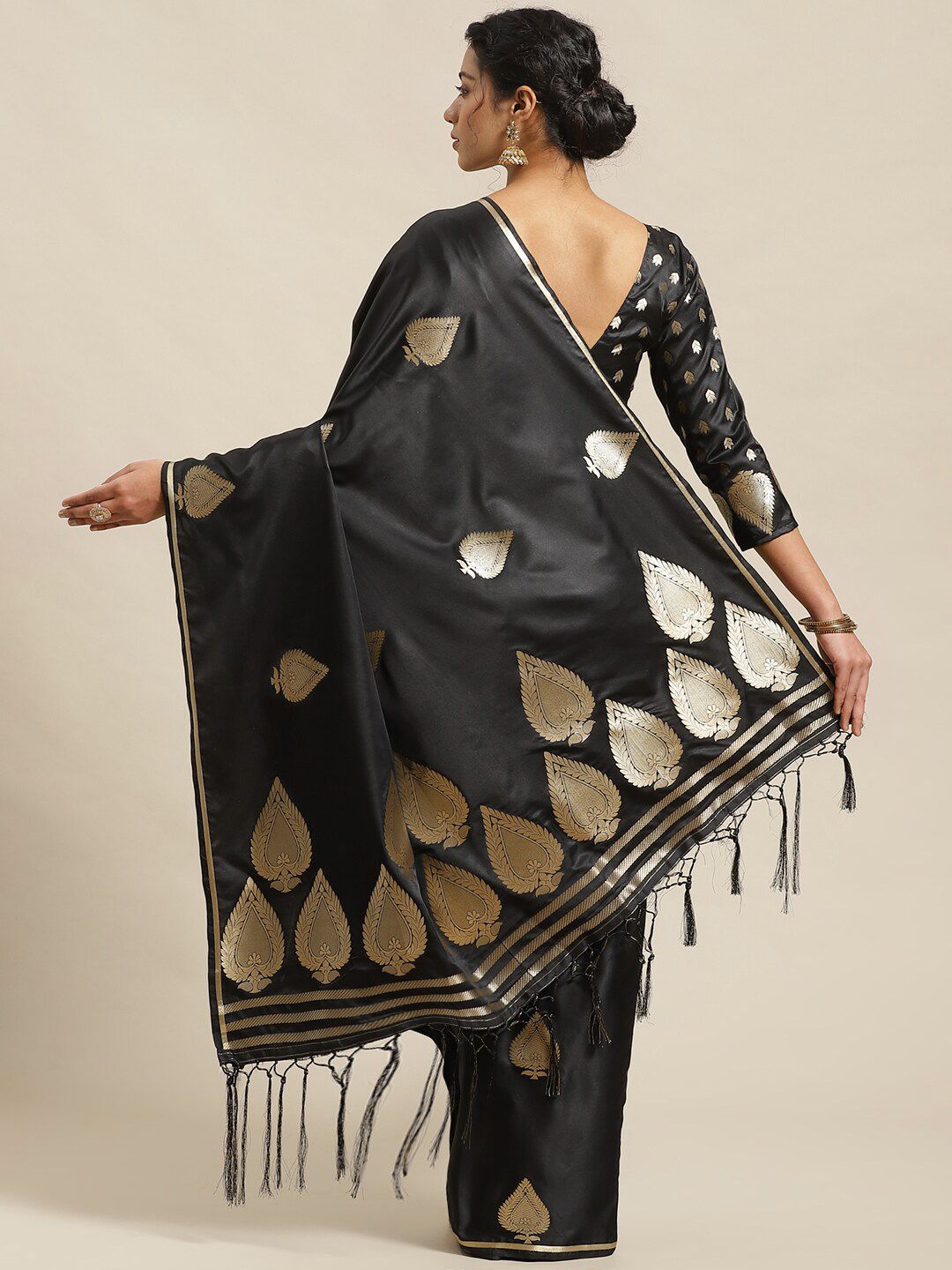Saree mall Black & Golden Woven Design Banarasi Saree