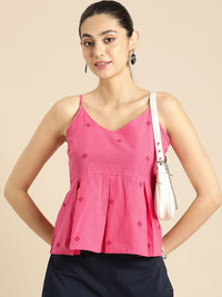 Anouk Geometric Pure Cotton Peplum Crop Top