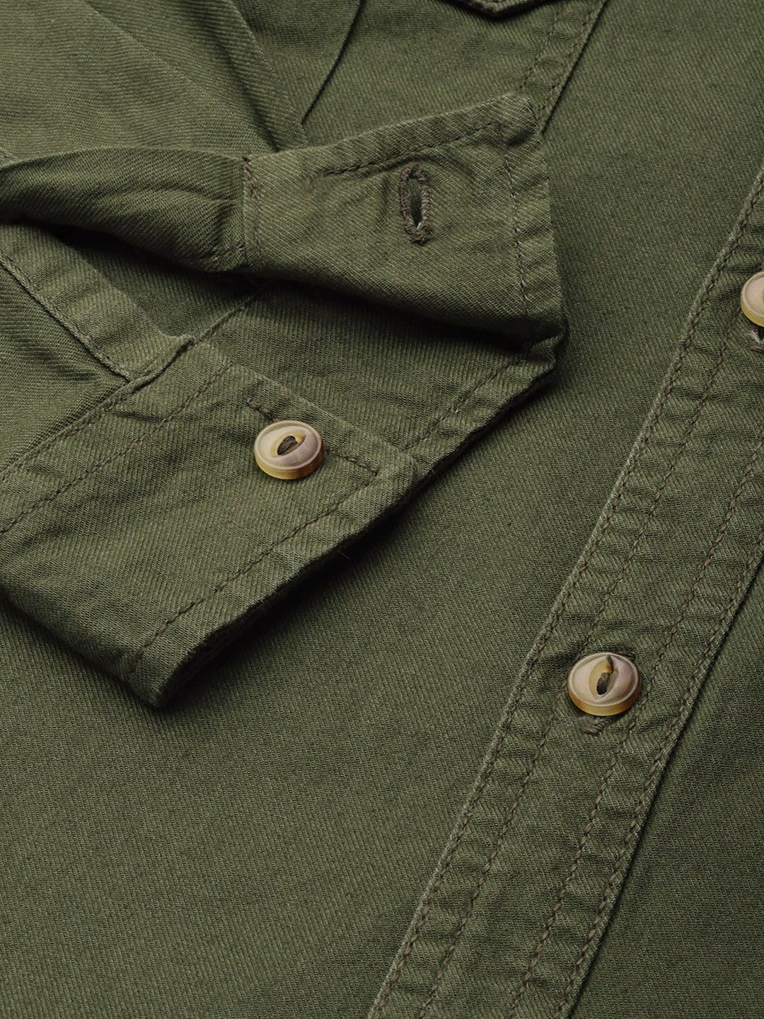 The Indian Garage Co Men Green Regular Fit Opaque Solid  Casual Shirt