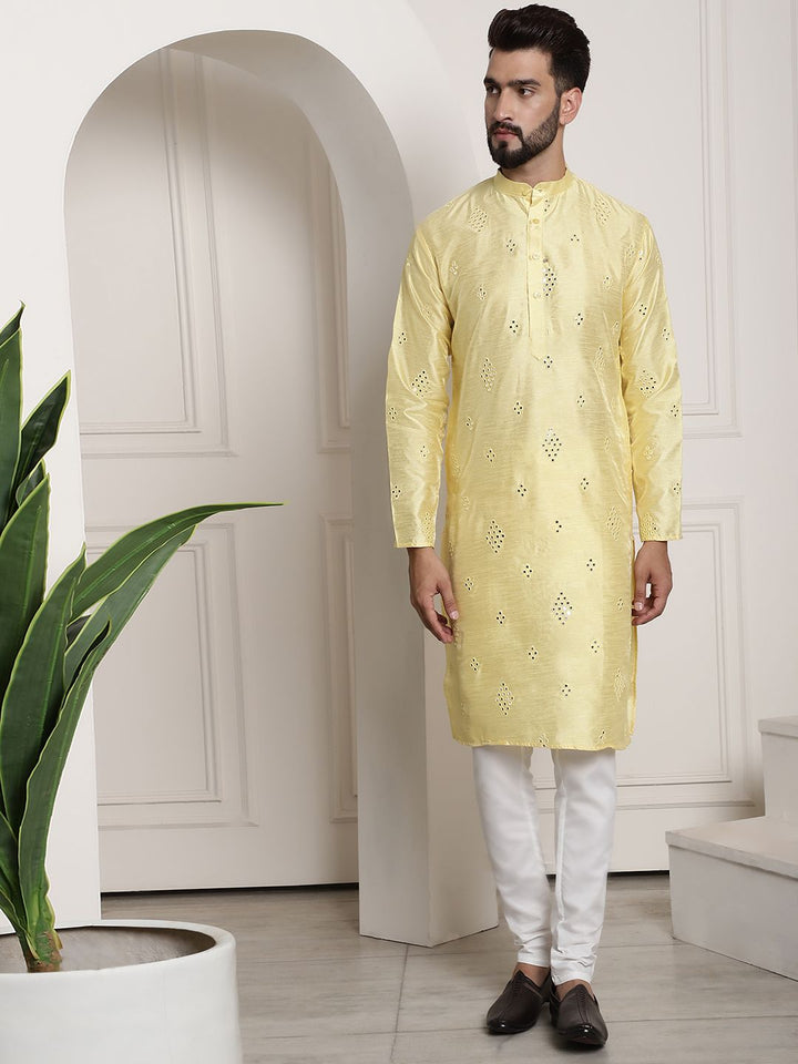 SOJANYA Geometric Embroidered Regular Kurta With Churidar