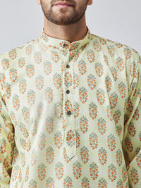 SOJANYA Men Lime Green Printed Straight Kurta