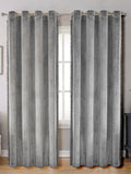 STITCHNEST Grey 2 Pieces Velvet Black Out Window Curtains