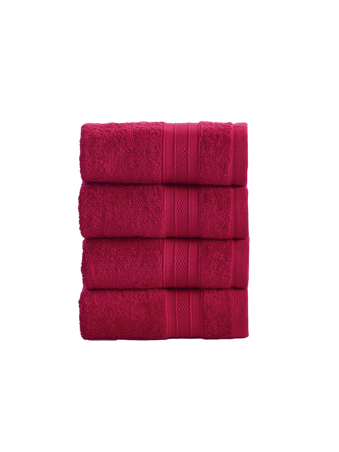 MYTRIDENT Set of 4 Red Soft  Plush 500 GSM Cotton Hand Towels