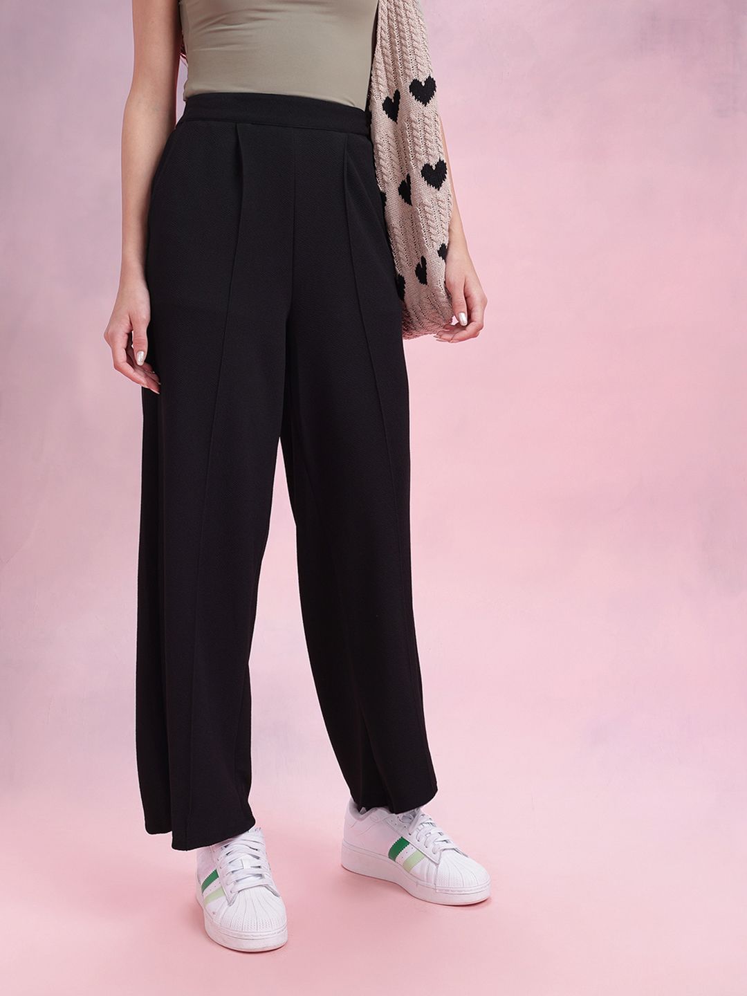 DressBerry Women Flared Pleated Trousers