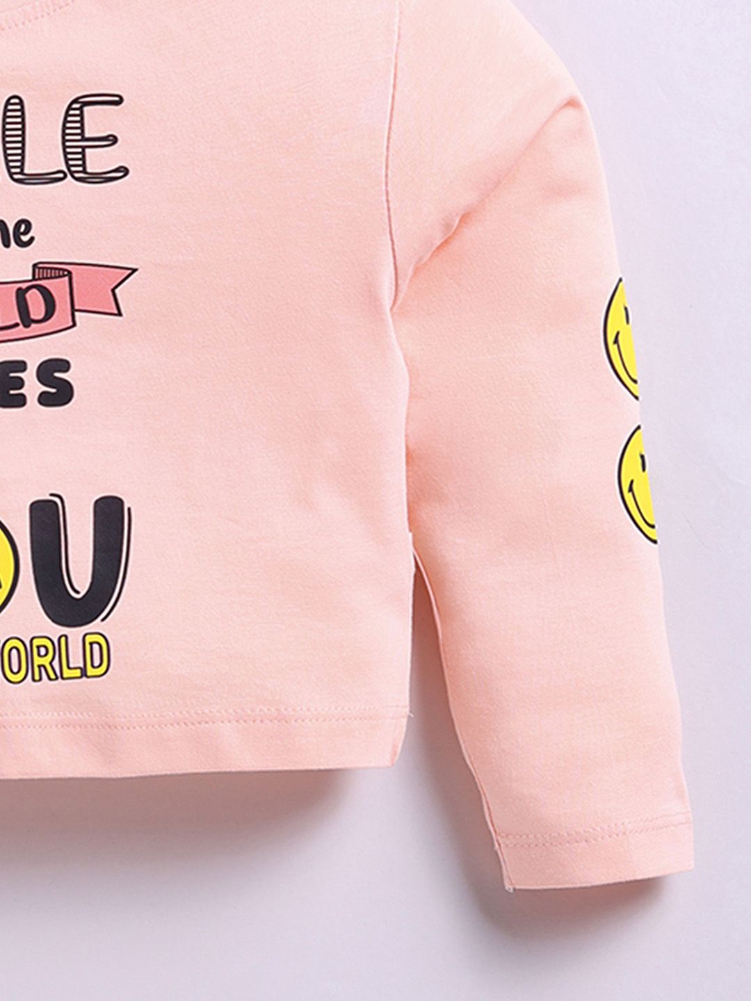 Happy Faces Girls Typography Print Pure Cotton T-shirt