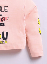 Happy Faces Girls Typography Print Pure Cotton T-shirt