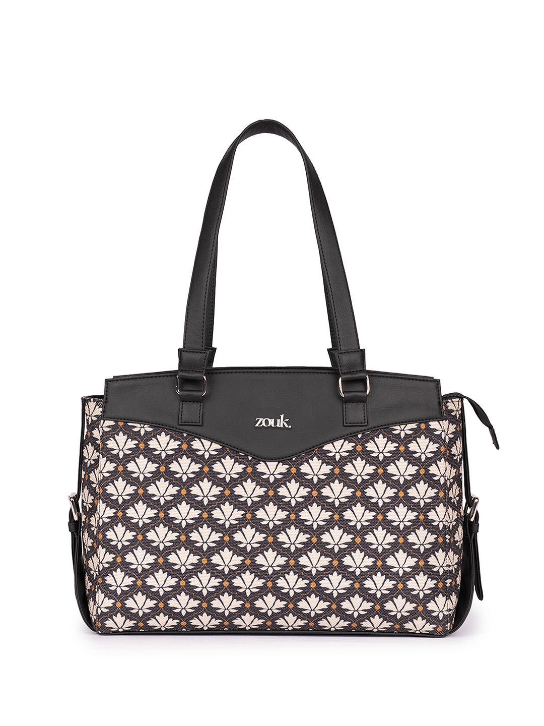 ZOUK Ethnic Motifs Printed Structured Jute Shoulder Bag