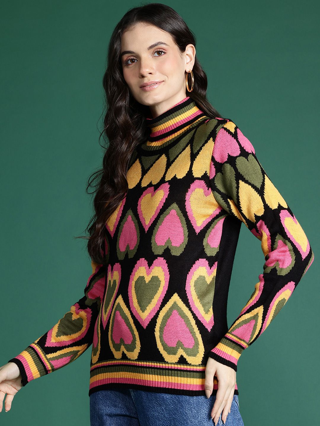 DressBerry Pure Acrylic Self-Design Pullover