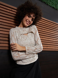 Athena Self Design Round Neck Top