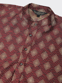 SOJANYA Ethnic Motifs Woven Design Mandarin Collar Straight Kurta