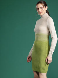 DressBerry Colourblocked High Neck Sweater Dress