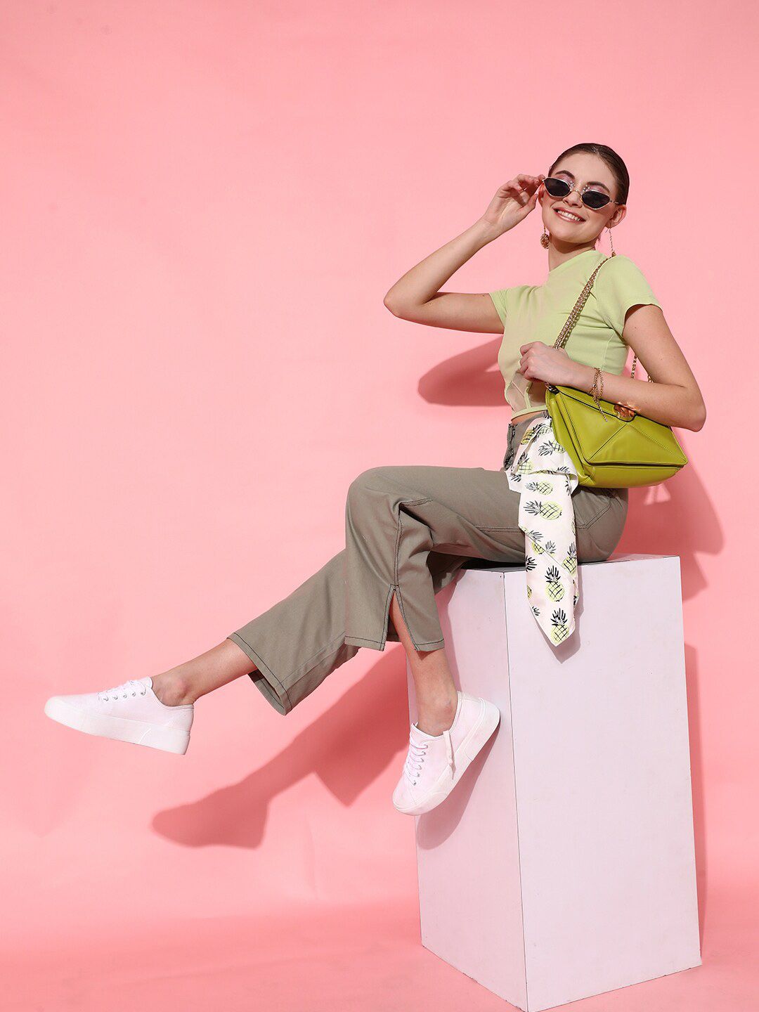 STREET 9 Lime Green Solid Top